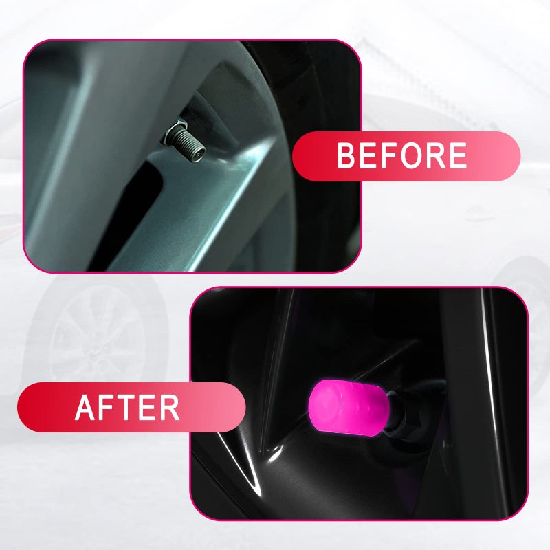 Miytsya 4 PCS Luminous Wheels Cap Tire Valve Stem  Glow Luminous at Night  Air Caps Cover Fluorescent  Illuminated Auto Car Wheel Valve Stem Caps Cover for Car  SUV  Motorcycle  Truck  Vehicle (Pink) - Image 4